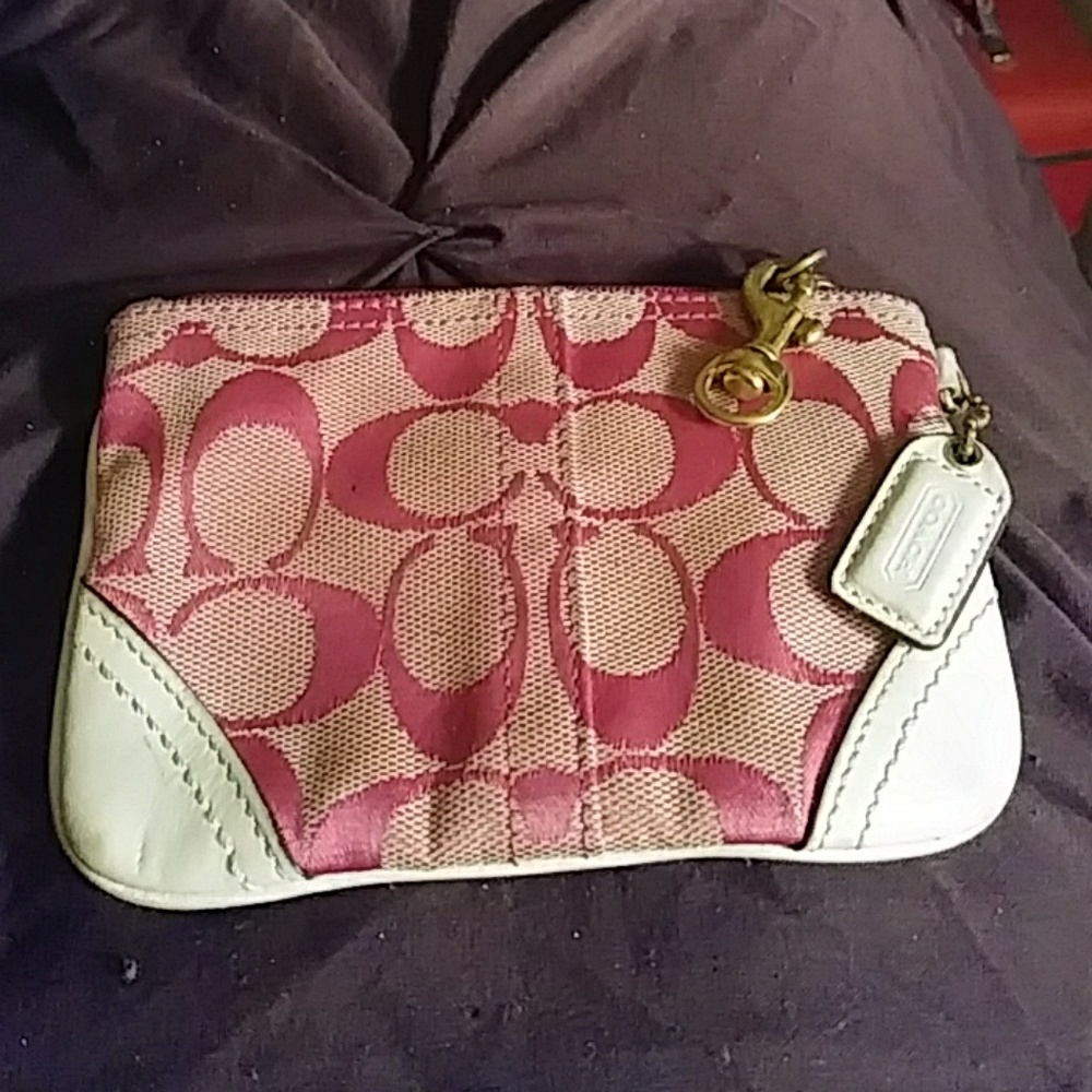 Coach Wristlet, pink and tan